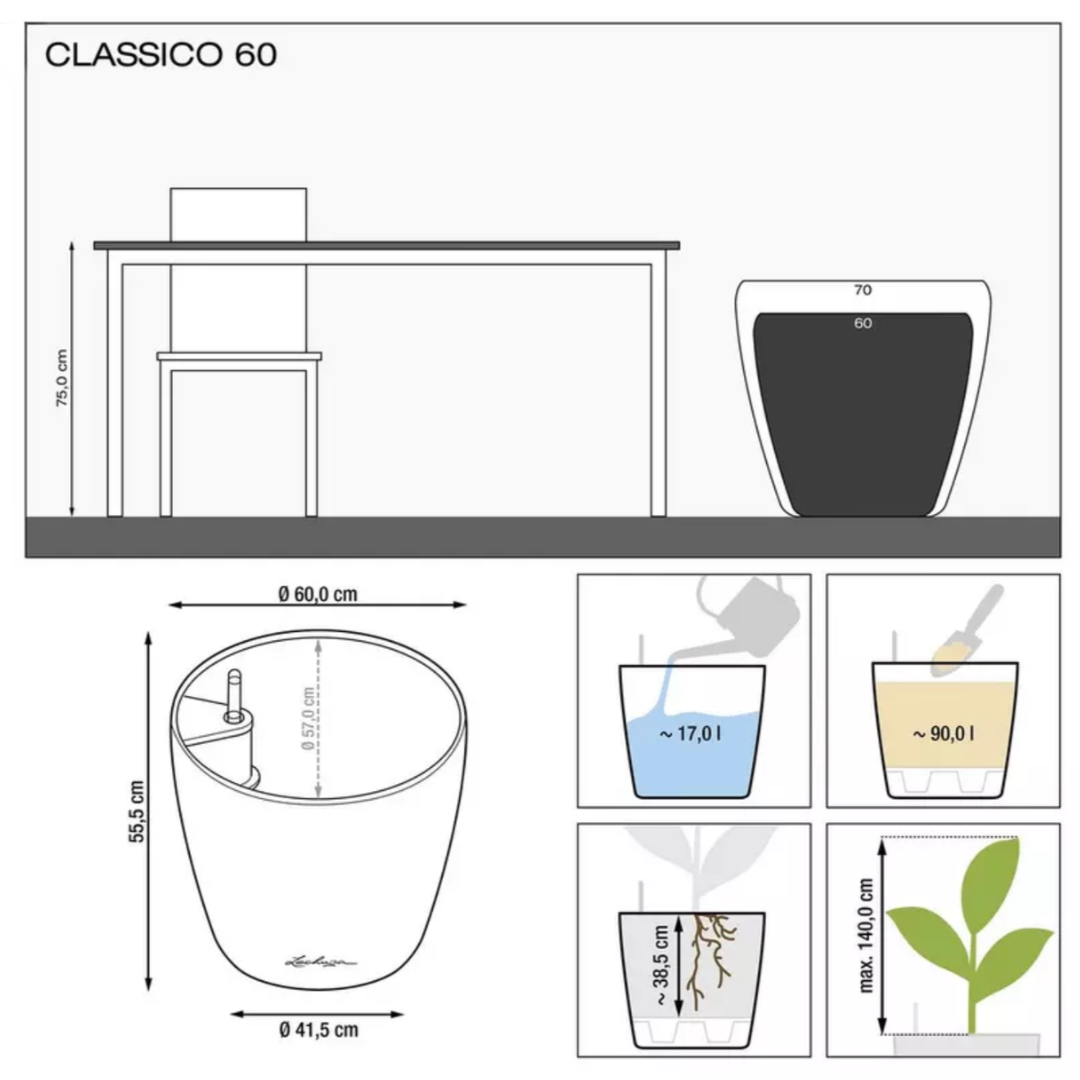 CLASSICO Premium Pot avec système d’arrosage intégré