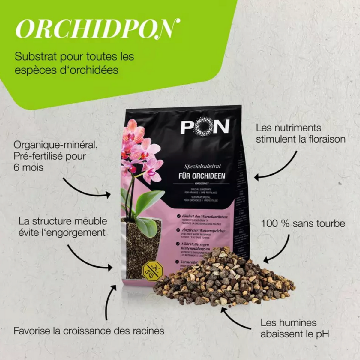 Substrat pour orchidées LECHUZA ORCHIDPON – 3 L