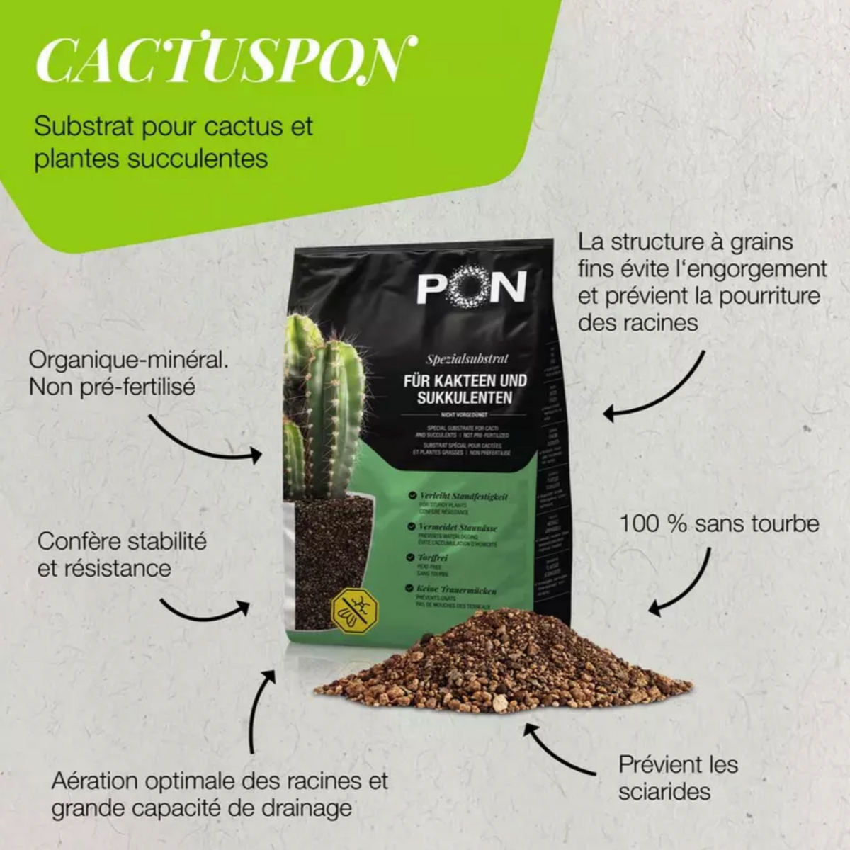 Substrat pour cactus et plantes succulentes LECHUZA CACTUSPON – 3 L